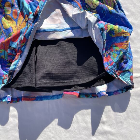 Dona Jo Fly Print Jojo Skirt Womens 1 Small Tennis Pickleball Golf Blue Splatter - Picture 2 of 5